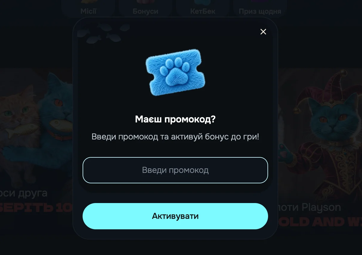 Активація промокоду крок за кроком